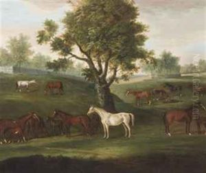 Brood Mares And Foals Grazing by Francis Sartorius