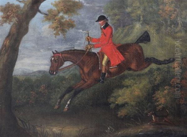 Huntsmen Taking A Fence And In Woodland (pair) - view 1
