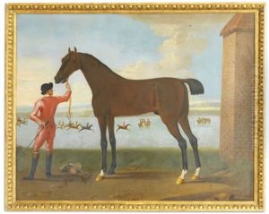 Mr. E. Coke's "hobgoblin" Being Held By A Groom On Newmarket Heath (after John Wootton)