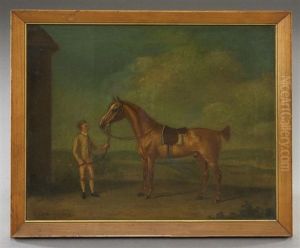 Groom Holding A Saddled Chestnut Horse by Francis Sartorius