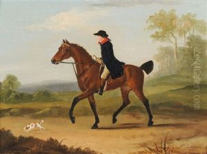 A Gentleman On Horseback With A Dog On A Road by Francis Sartorius