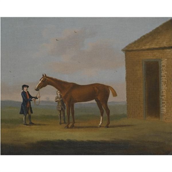 "eclipse", The Celebrated Racehorse, Held By A Groom By The Rubbing Down House, Newmarket - view 1