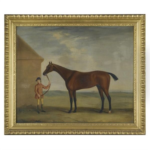 Portrait Of Henry Compton's Racehorse "highflyer", Held By A Groom - view 1