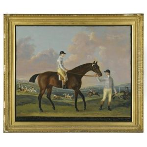 Portrait Of Henry Compton's Racehorse "cottager", Held By A Groom With Jockey Up, A Race Beyond