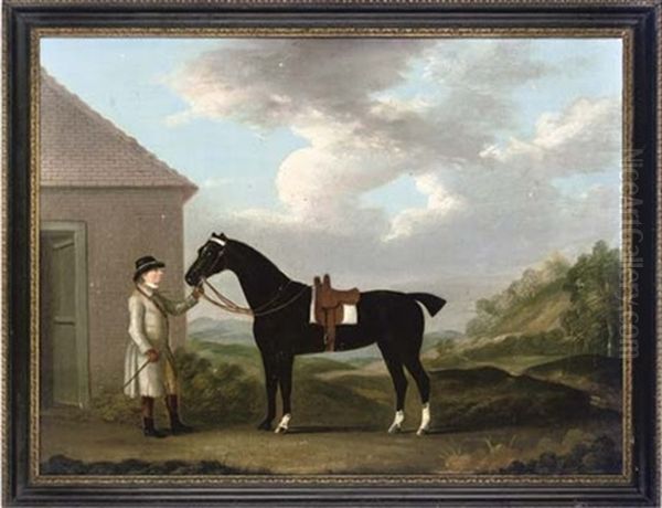 A Gentleman With His Hunter In An Extensive Landscape - view 1