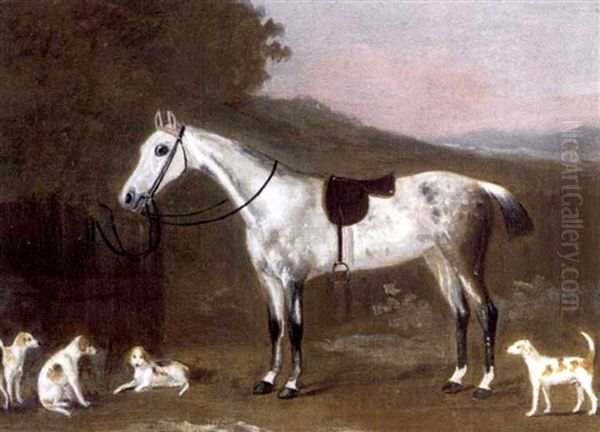 A Grey Hunter In A Landscape With Hounds - view 1