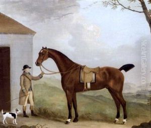 A Chestnut Hunter Held By A Groom by Francis Sartorius