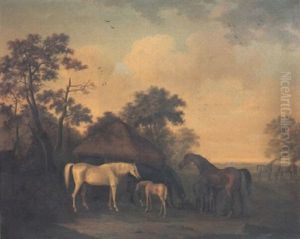 Mares And Foals In A Landscape Mares And Foals In A Landscape