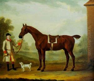 "danby", A Favourite Chestnut, Standing Saddled And Held By A Groom by Francis Sartorius