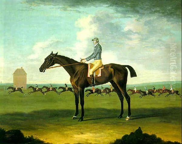 Mr. Henry Vernon's Bay Colt "minister" With Jockey Up At Newmarket - view 1