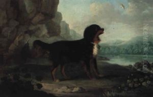Favourite Dog In Landscape With Butterfly by Francis Sartorius