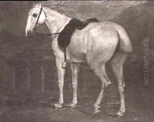 Study Of A Saddled Grey Horse, An Italianate Landscape      Beyond