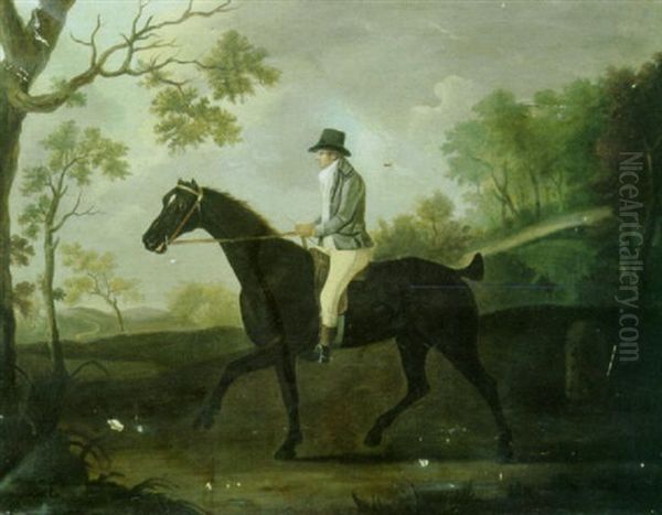 A Gentleman On A Dark Bay Hunter In A Landscape - view 1