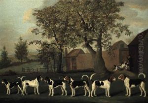 Unkenneling, A Whip By The Door To The Kennels With Portraits Of The Hounds by Francis Sartorius