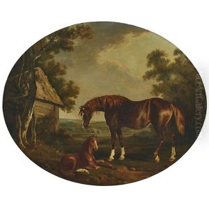 Life Of A Race Horse: (set Of Four): Mare And Foal; Grooming The Horse For A Race; Huntsman With Hounds In Full Cry; Return To The Stable by Francis Sartorius the Younger