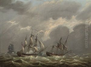 His Majesty's Frigate Clyde Capturing The French Frigate Vestale by Francis Sartorius the Younger