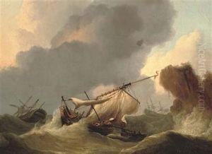 Ships In Distress Off A Rocky Headland