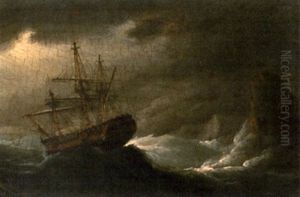 A Warship Heeling In The Breeze (+ A Warship In Dangerous Waters; 2 Works)