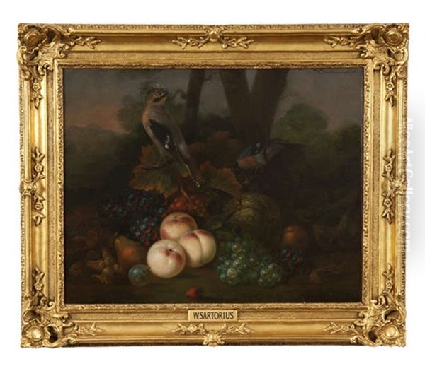A Still Life Of Fruit In A Landscape, With A Jay And A Bullfinch - view 1