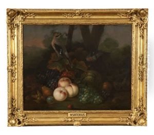 A Still Life Of Fruit In A Landscape, With A Jay And A Bullfinch