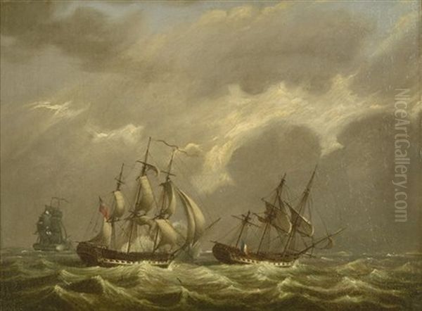 The Hm Frigate 'clyde' Capturing The French Frigate 'vestale' - view 1