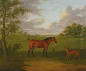 A Hunter And A Retriever In An Extensive Wooded Landscape by John Francis Sartorius