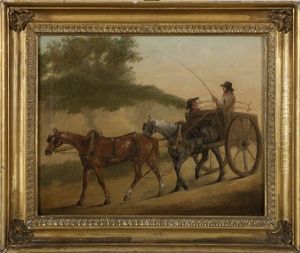 Two Farmers With A Horse-drawn Cart by John Francis Sartorius
