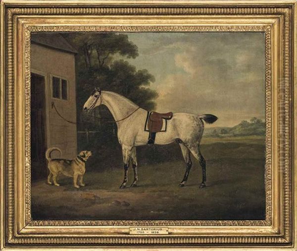 A Favourite Dappled Grey Hunter, And Hound, In A Landscape - view 1