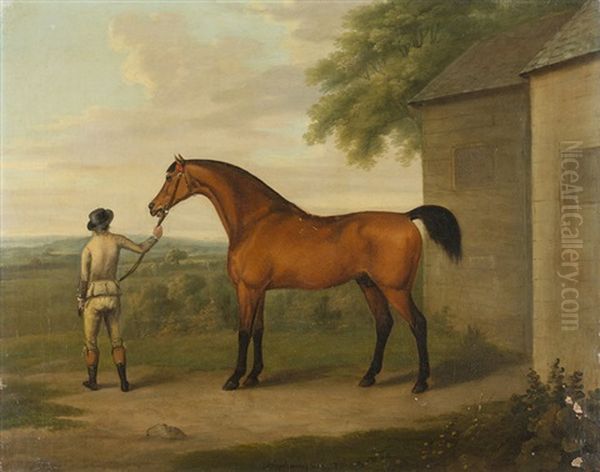 Chestnut Hunter With Groom - view 1