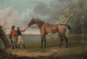 Escape, Cheval Du Prince De Galles, Tenu Par Son Jockey Et Un Lad by John Nost Sartorius