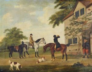 Horse-mounted Gentleman And Spaniels Before An Inn Horse-mounted Gentleman And Spaniels Before An Inn