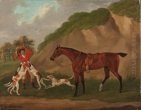Reiter Mit Pferd, Erlegtem Fuchs Und Hunden - view 1