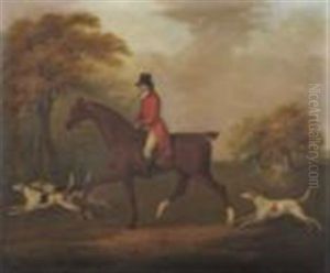 James Hetherington Esq On Horseback With Foxhounds Nearby, A Figure On A Grey Hunter In The Distance by John Nost Sartorius
