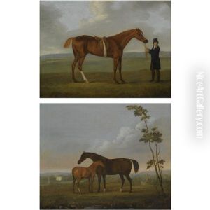 Old Eclipse Held By A Trainer (+ Spilette With Eclipse As A Foal; 2 Works) by John Nost Sartorius
