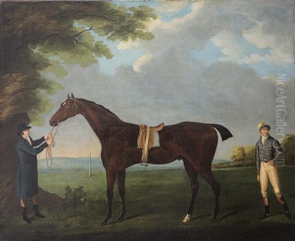 "diamond" Held By A Groom, With His Jockey Dennis Fitzpatrick - view 1