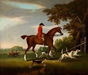 Hunter On Mount With Hunting Dogs by John Nost Sartorius