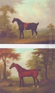 "rustic" A Bay Horse In A Landscape by John Nost Sartorius