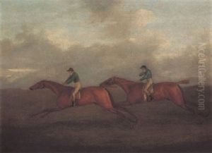 Mr. Payne's "azor" Beating Mr. Wilson's "young Wizard" At Epsom In The 1817 Derby by John Nost Sartorius