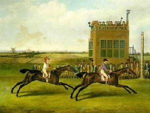 The Winning Post At Newmarket With "pavillion" Beating "sancho", The Duke Of Portland's Stand Beyond by John Nost Sartorius