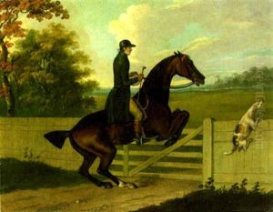 Huntsman With Hounds Taking A Gate by John Nost Sartorius