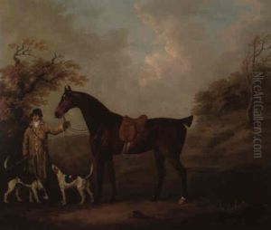 A Huntsman, A Saddled Hunter And Hounds In A Landscape by John Nost Sartorius