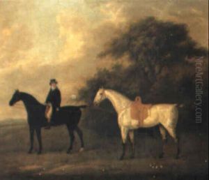 A Gentleman On Horseback, Leading A Grey, In A Landscape by John Nost Sartorius