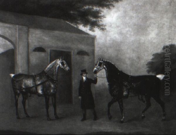 Coachman With Two Dapple Grey Horses - view 1