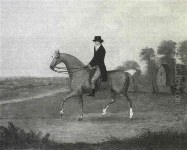 Portrait Of A Gentleman Believed To Be Mr Jennings Of Gelli-deg Carmarthenshire On His Favourite Hunter - view 1