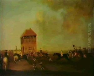 Rockingham And Clayhall With Jockeys Up At The Finishing Post At Newmarket, 26th April 1787 by John Nost Sartorius