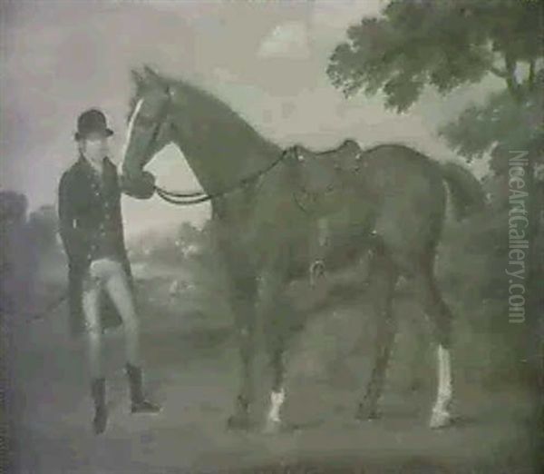 Horse And Jockey In A Landscape - view 1