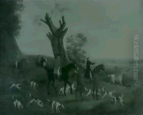 Mounted Huntsmen And Gounds In An Extensive Landscape - view 1