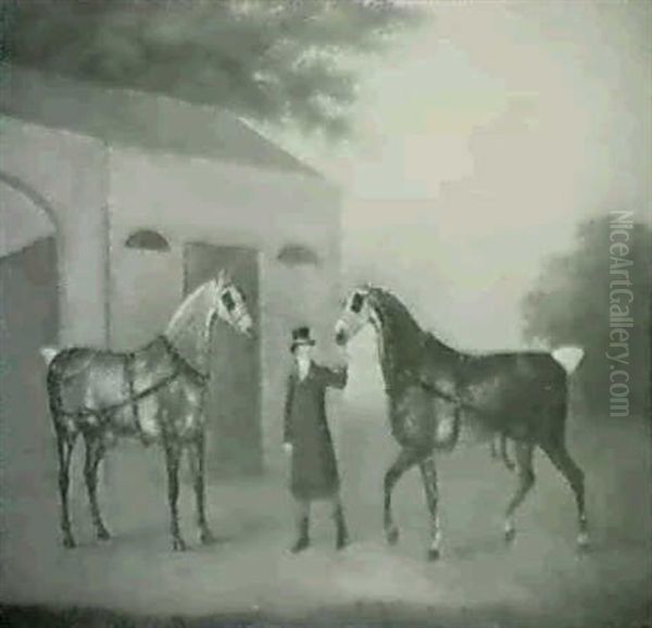 Coachman With Two Dapple Grey Horses - view 1