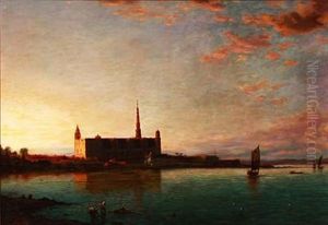 Coastal Scene With A Castle In The Sunset Coastal Scene With A Castle In The Sunset