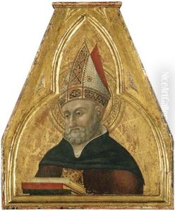 Saint Augustine, A Pinnacle Of The Borgo Sansepolcro Altarpiece by Sassetta